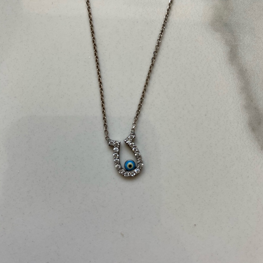 Horseshoe Necklace with Evil Eye